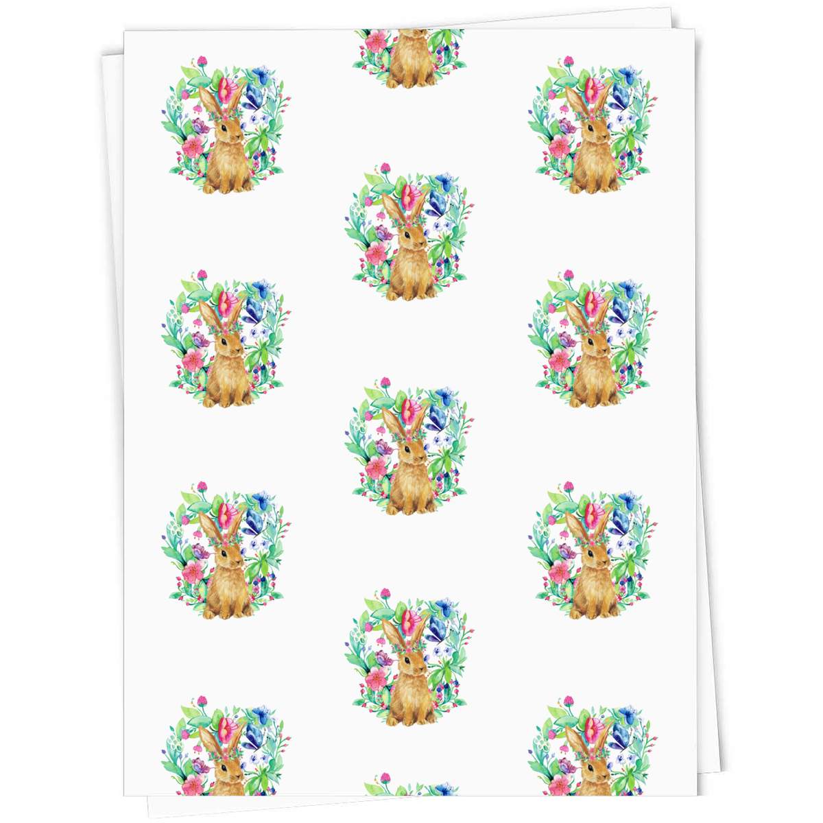 'Spring Bunny With Florals' Gift Wrap / Wrapping Paper / Gift Tags (GI039307)