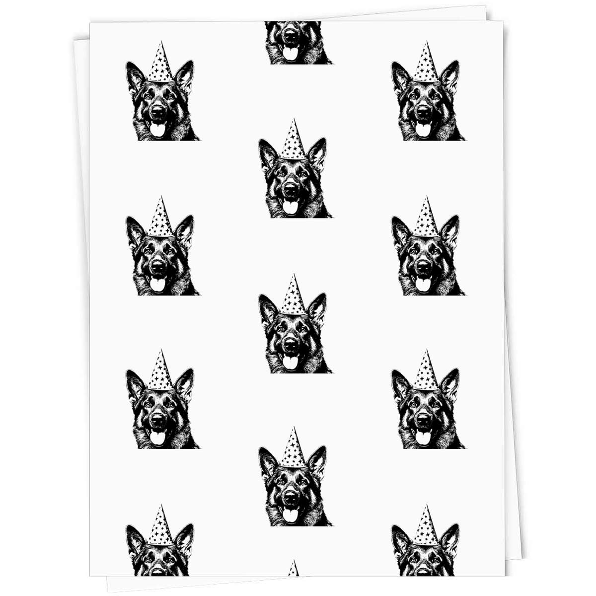 A1 'German Shepherd with Party Hat ' Gift Wrap / Wrapping Paper Sheet (GI00084067)