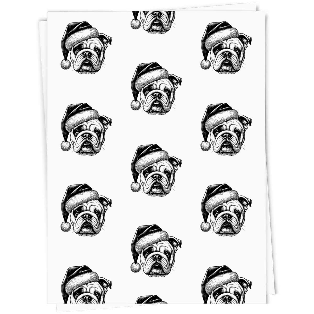 'Bulldog Wearing Santa Hat' Gift Wrap / Gift Tags - Present Paper and Labels for Birthdays, Christmas, Weddings and Parties (GI051062)