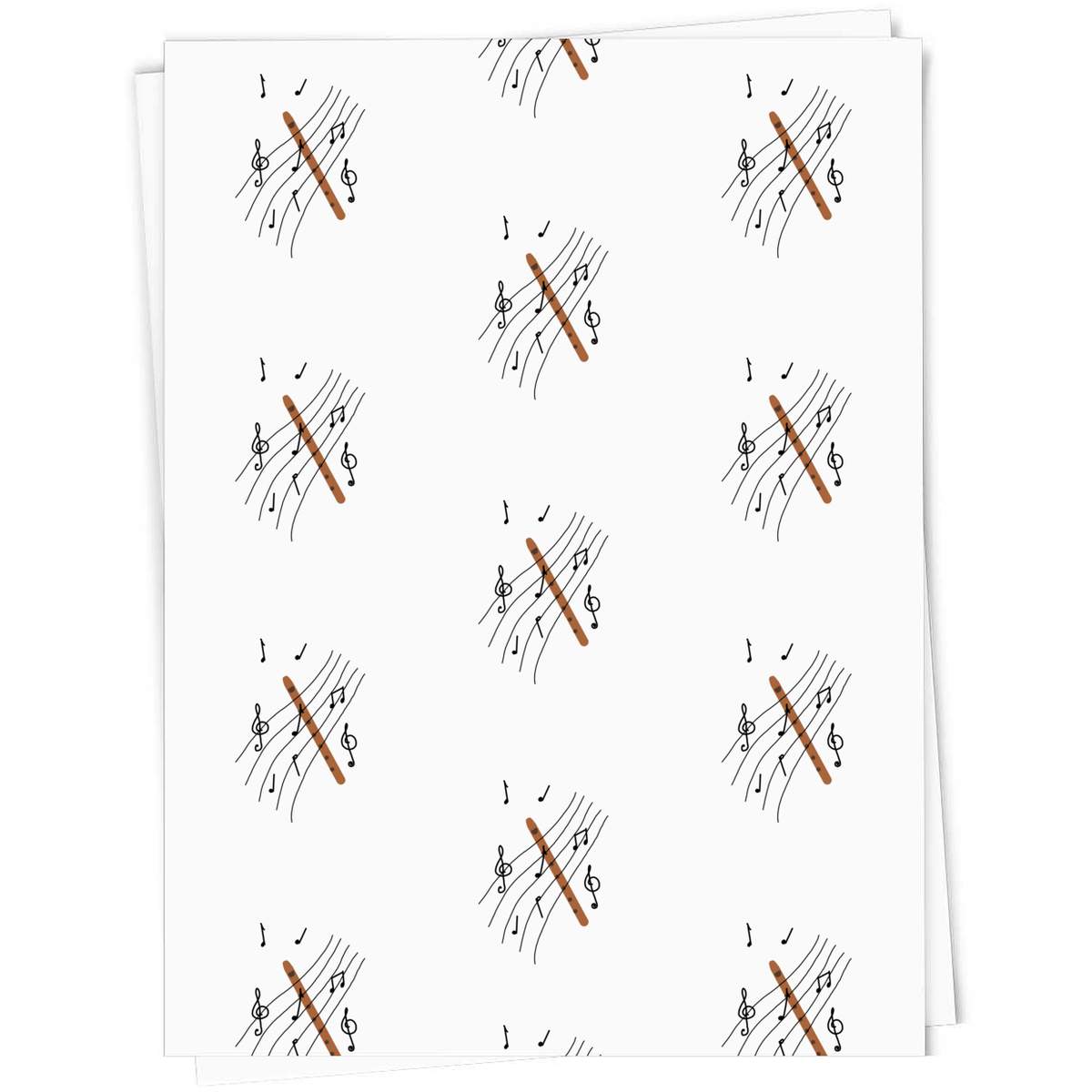 'Sheet Music With A Flute' Gift Wrapping Paper Sheet - 91cm x 61cm - Present Paper for Birthdays, Christmas and Special Occasions (GI00103907)