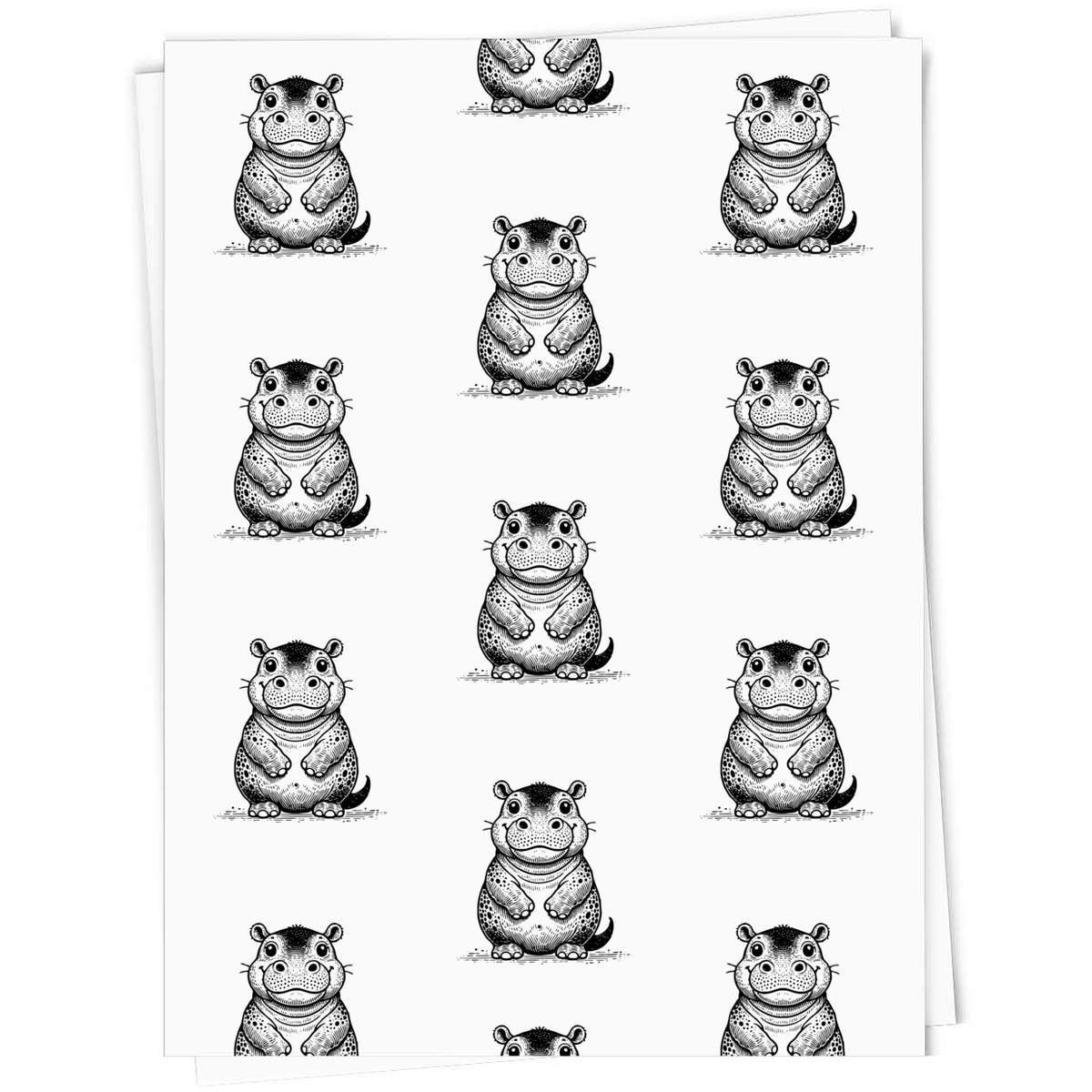 A1 'Happy Baby Hippo' Gift Wrap / Wrapping Paper Sheet (GI00104397)