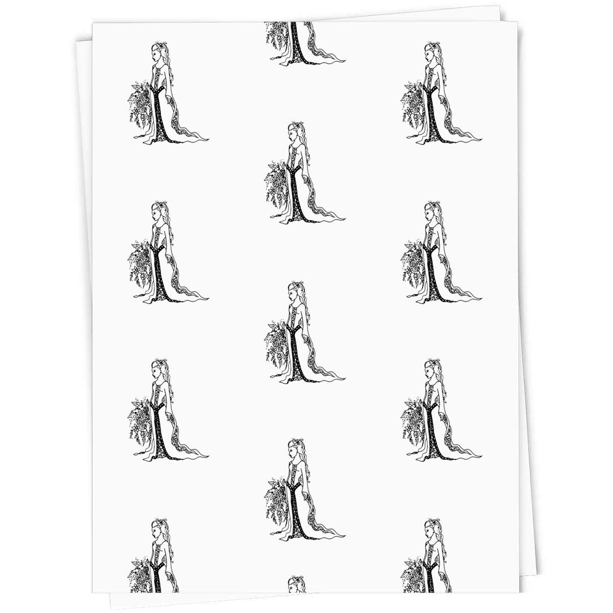 5 x A1 'Medieval Princess' Gift Wrap  / Wrapping Paper Sheets (GI00002394)