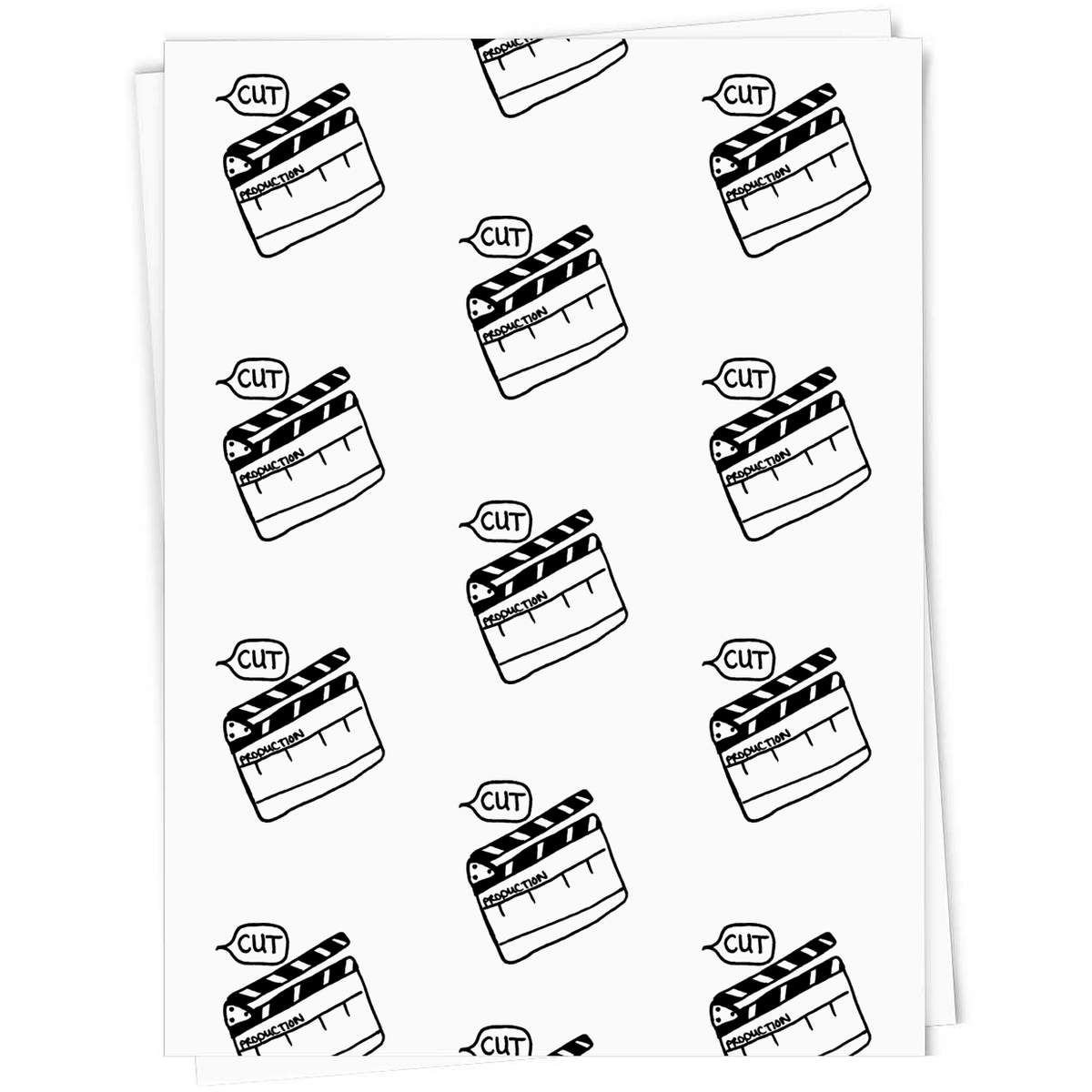 5 x 'Directors Clapper Board' Gift Wrapping Paper Sheets - 91cm x 61cm - Present Paper for Birthdays, Christmas and Special Occasions (GI00005416)