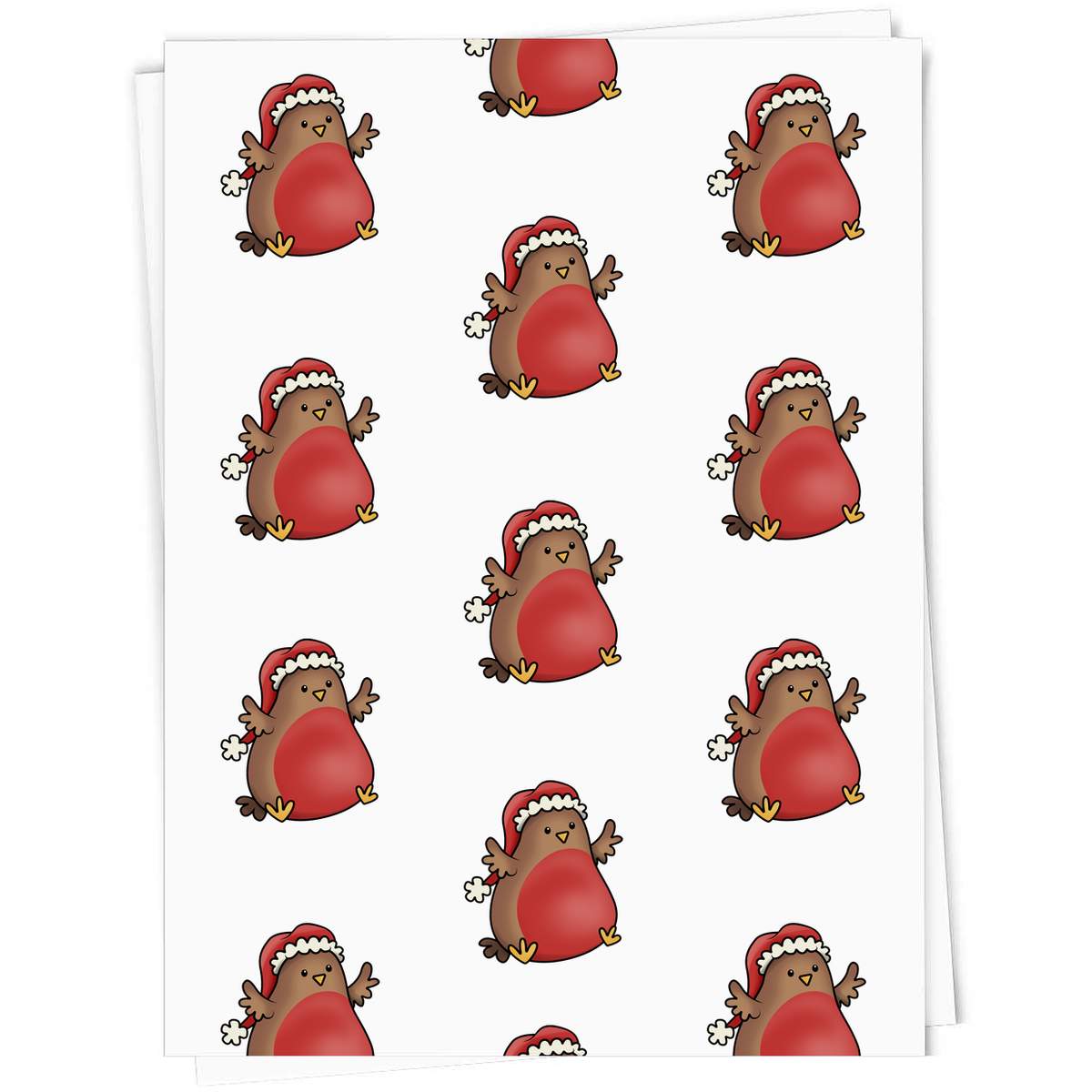 5 x A1 'Christmas Robin' Gift Wrap  / Wrapping Paper Sheets (GI00017172)