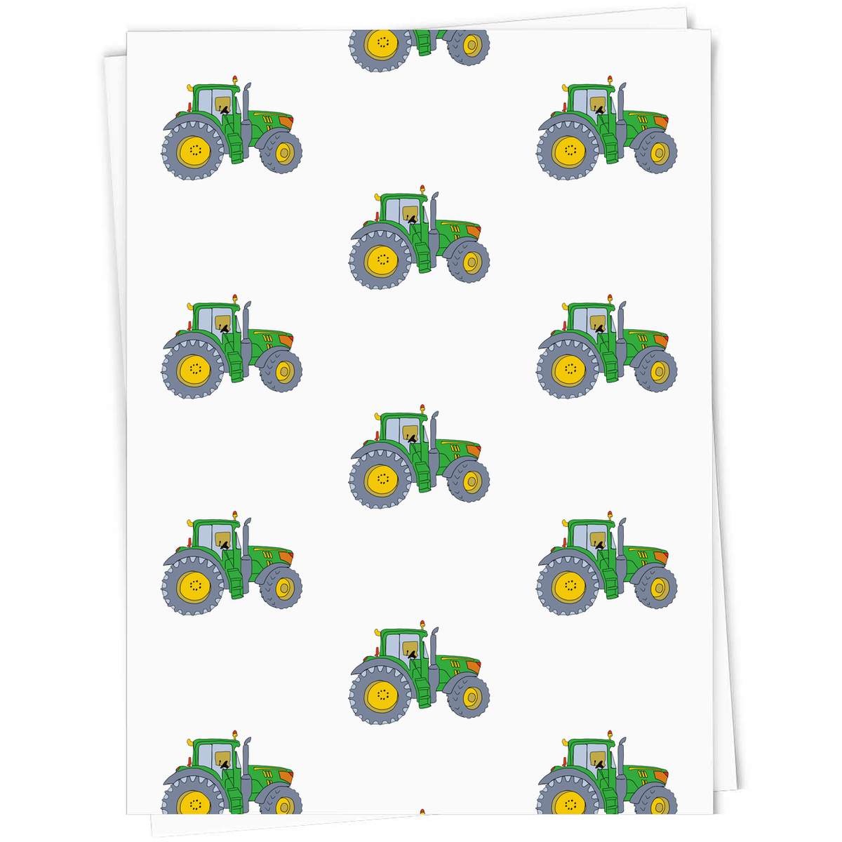 5 x 'Green Tractor' Gift Wrapping Paper Sheets - 91cm x 61cm - Modern Farm Machinery Vehicle Art - Present Paper for Birthdays, Christmas and Special Occasions (GI00018168)