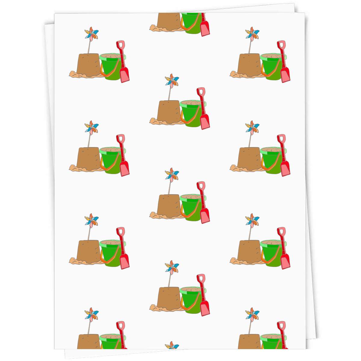 5 x A1 'Bucket, Spade sand castle ' Gift Wrap  / Wrapping Paper Sheets (GI00041763)