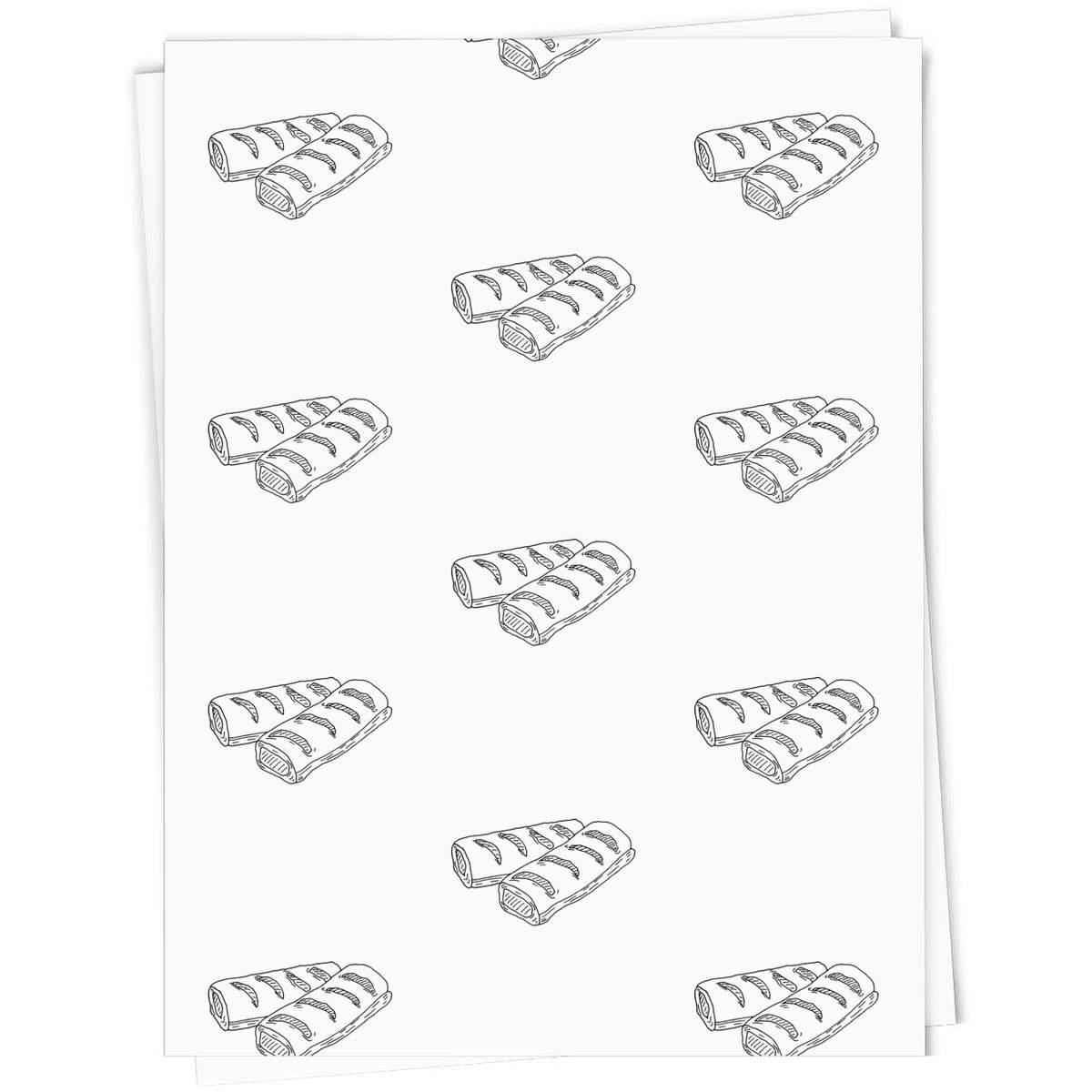 5 x A1 'Sausage Rolls' Gift Wrap  / Wrapping Paper Sheets (GI00046569)