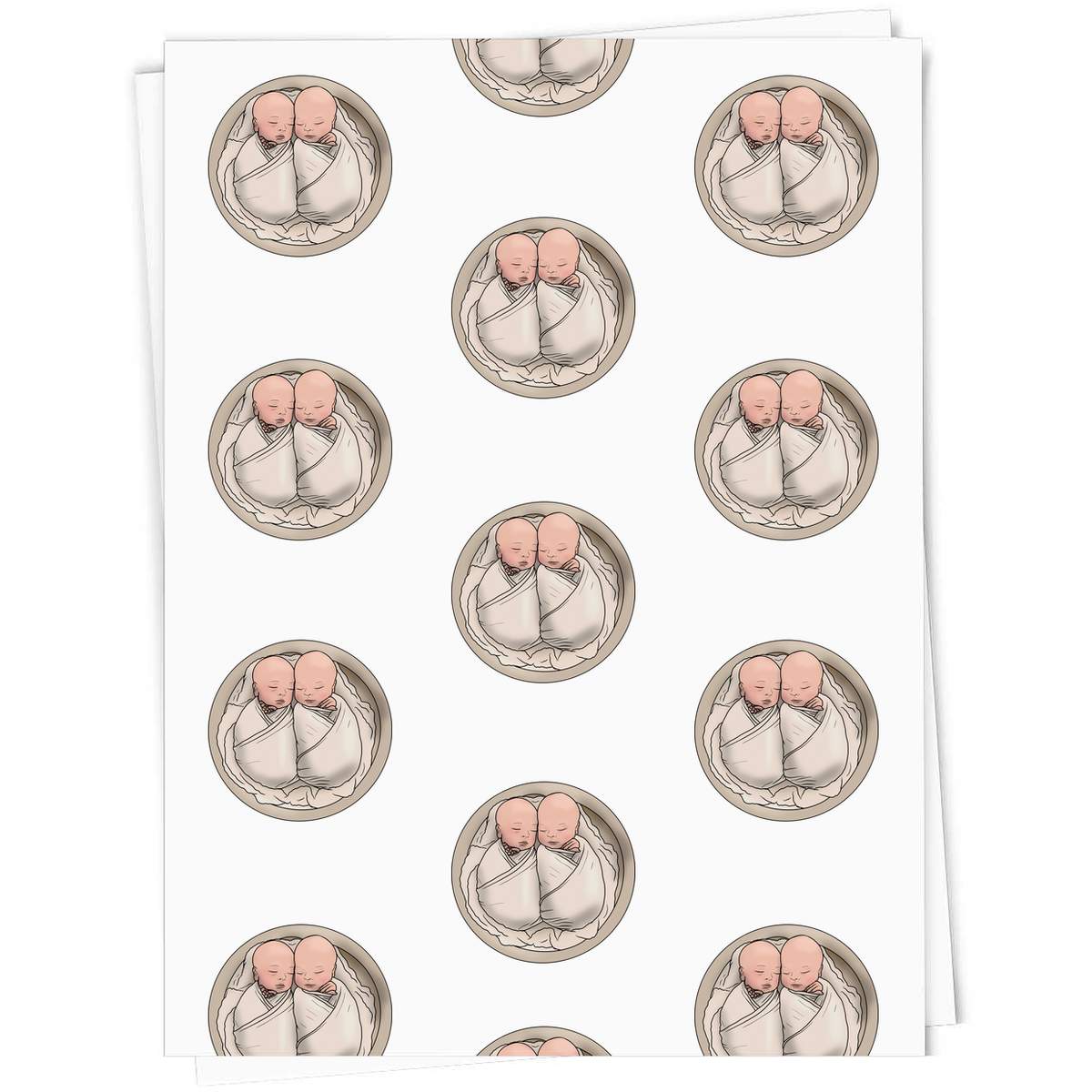 5 x A1 'Twin Babies' Gift Wrap  / Wrapping Paper Sheets (GI00050136)
