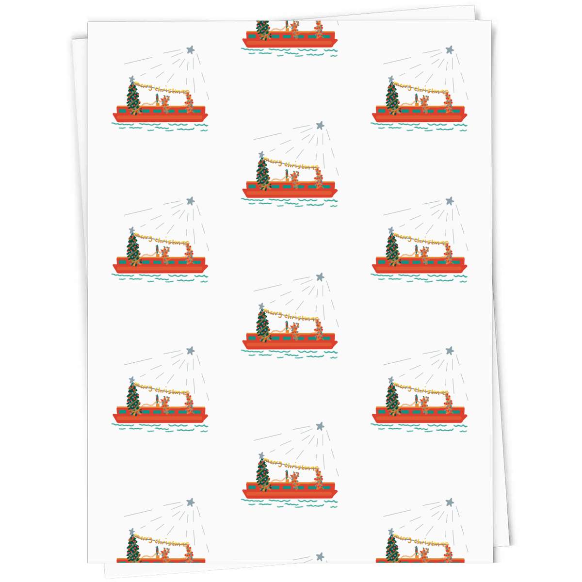 5 x 'Christmas On Narrow Boat' Gift Wrapping Paper Sheets - 91cm x 61cm - Present Paper for Birthdays, Christmas and Special Occasions (GI00097601)