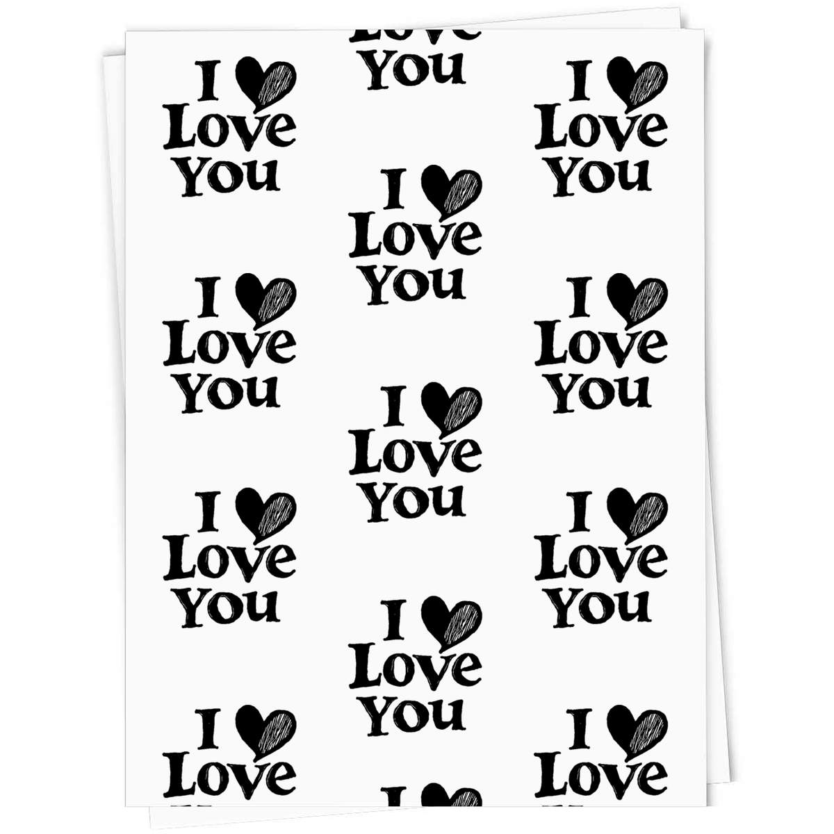 5 x 'I Love You with Heart' Gift Wrapping Paper Sheets - 91cm x 61cm - Present Paper for Birthdays, Christmas and Special Occasions (GI00115696)