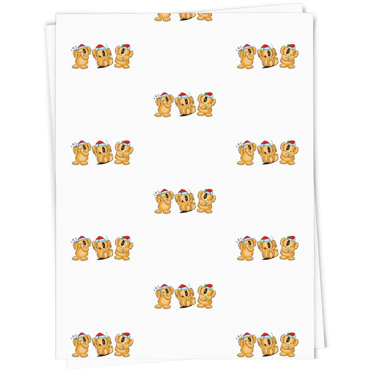 5 x 'Christmas Koalas' Gift Wrapping Paper Sheets - 91cm x 61cm - Present Paper for Birthdays, Christmas and Special Occasions (GI00115972)