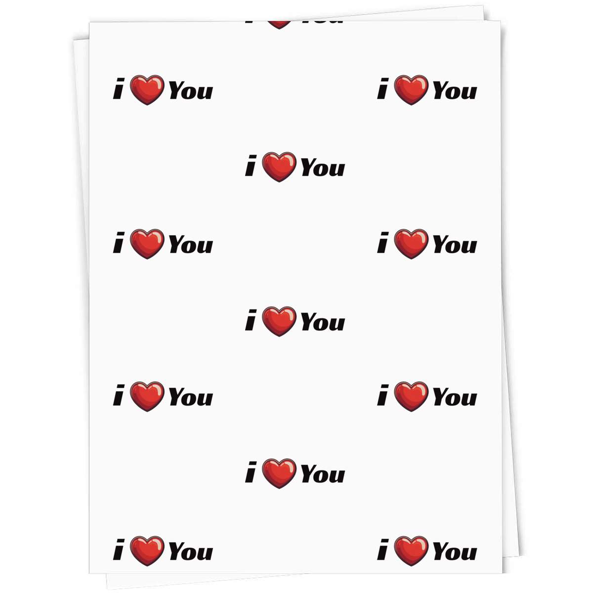 5 x 'I Love You' Gift Wrapping Paper Sheets - 91cm x 61cm - Present Paper for Birthdays, Christmas and Special Occasions (GI00117086)