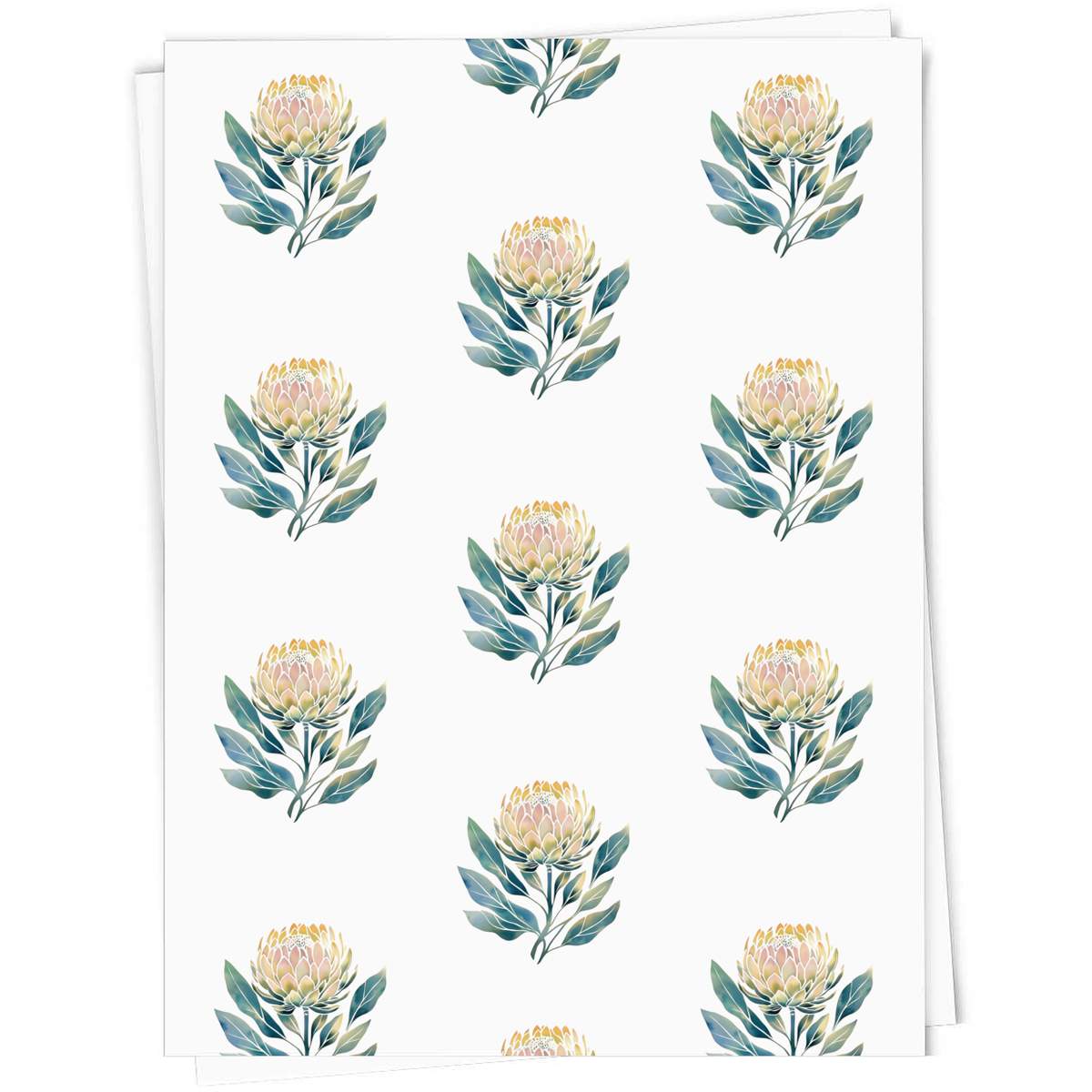 5 x 'Protea Flower with Leaves' Gift Wrapping Paper Sheets - 91cm x 61cm - Present Paper for Birthdays, Christmas and Special Occasions (GI00117166)