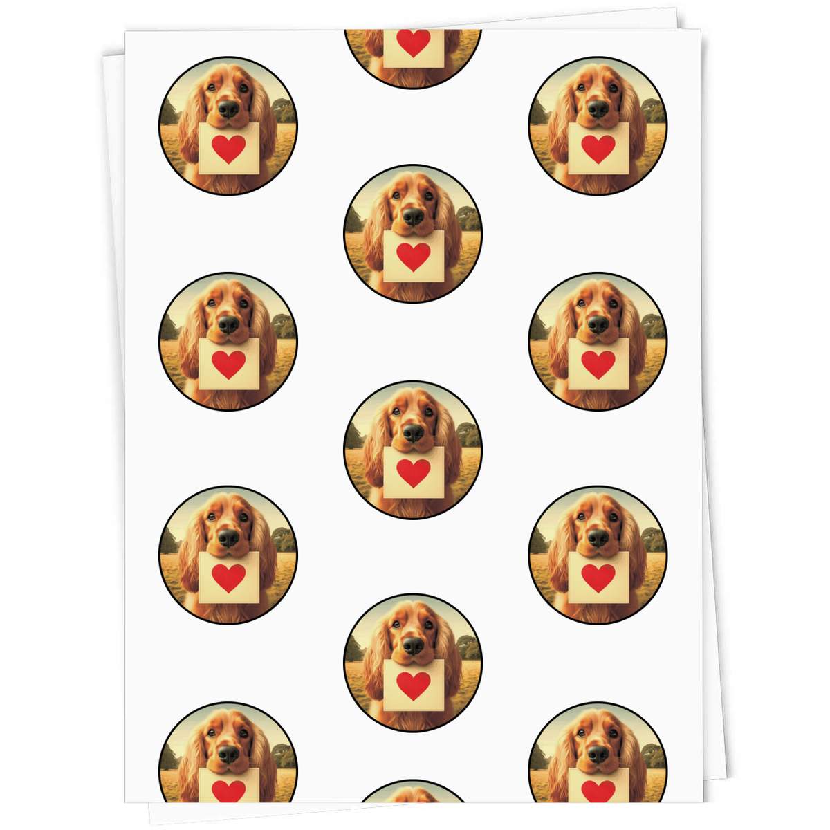 5 x A1 'Cocker Spaniel Love Note' Gift Wrap  / Wrapping Paper Sheets (GI00117784)
