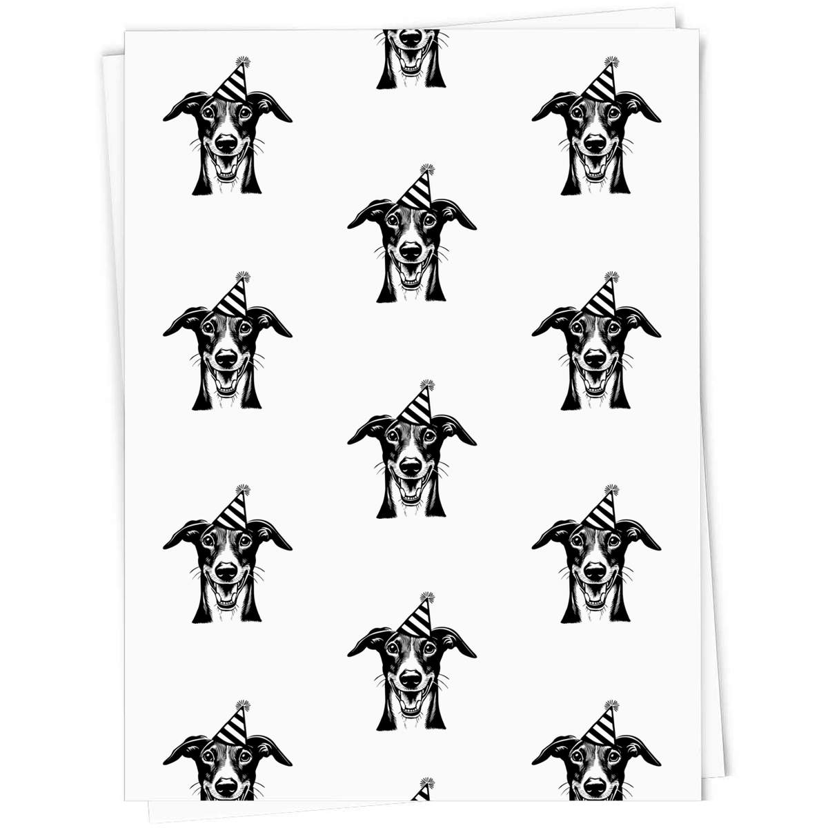 5 x A1 'Happy Whippet Wearing Party Hat' Gift Wrap  / Wrapping Paper Sheets (GI00122511)