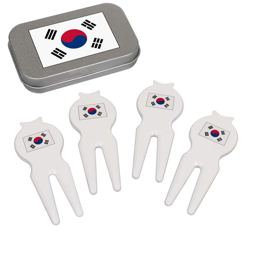'South Korea Flag' Golf Divot Tool / Repair Fork Gift Set (GO00028489)