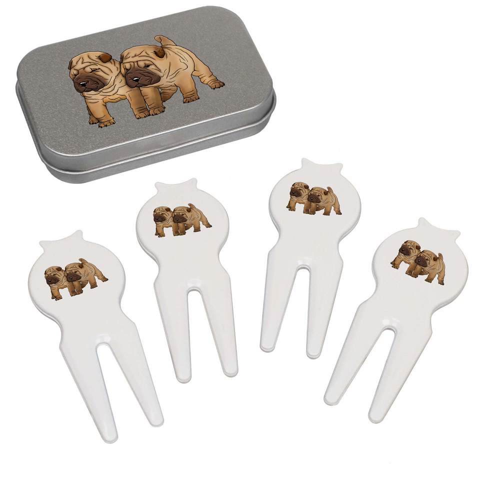 'Shar-Pei Puppies' Golf Divot Tool / Repair Fork Gift Set (GO00039709)