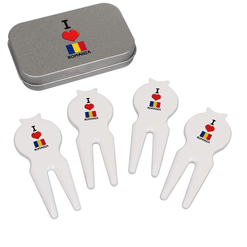 'I Love Romania' Golf Divot Tool / Repair Fork Gift Set (GO00052700)