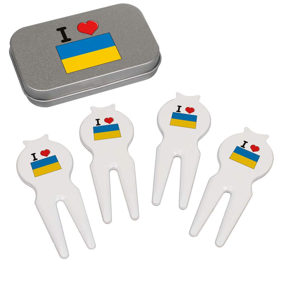 'I Love Ukraine' Golf Divot Tool / Repair Fork Gift Set (GO00052747)
