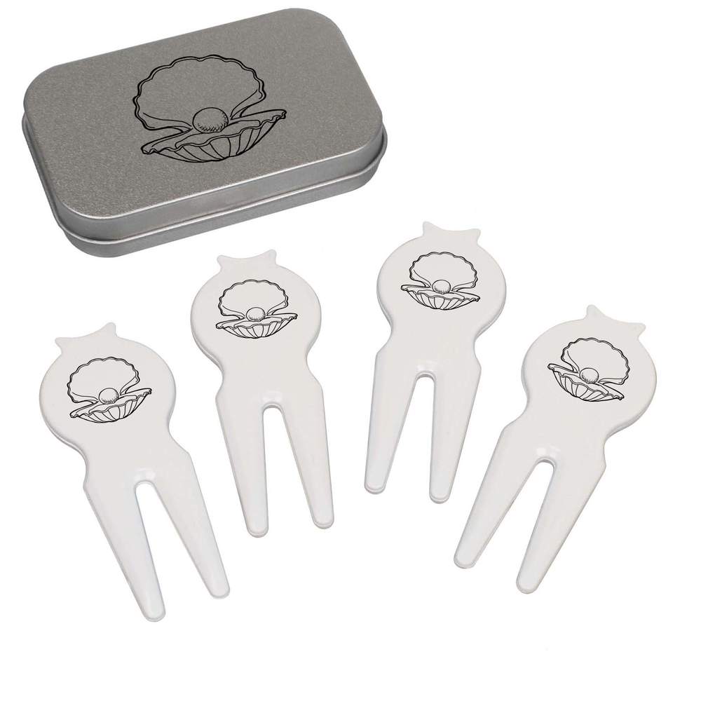 'Pearl Inside a Shell' Golf Divot Tool / Repair Fork Gift Set (GO00062254)