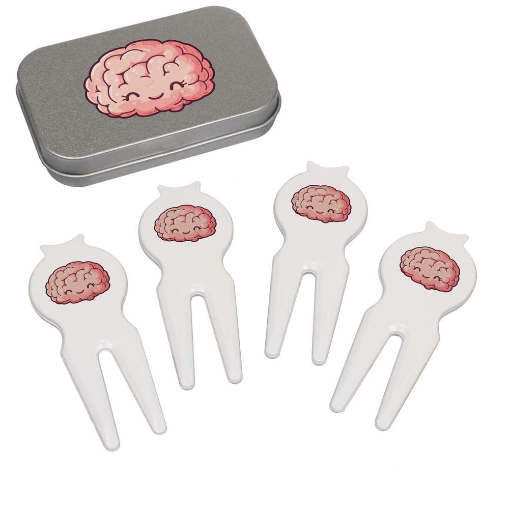 'Cute Brain' Golf Divot Tool / Repair Fork Gift Set (GO00064989)