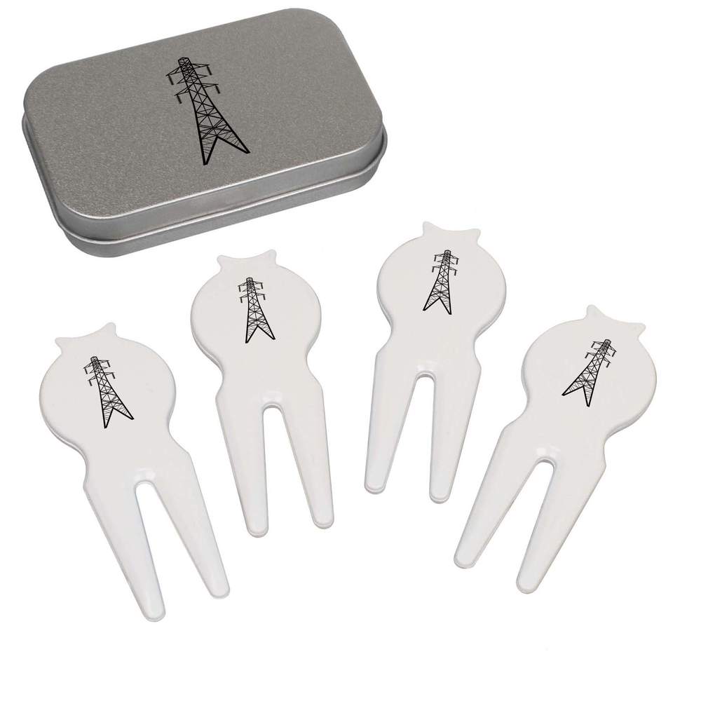 'Electric Pylon' Golf Divot Tool / Repair Fork Gift Set (GO00066453)