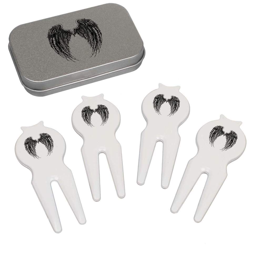 'Gothic Vampire Wings' Golf Divot Tool / Repair Fork Gift Set (GO00066684)