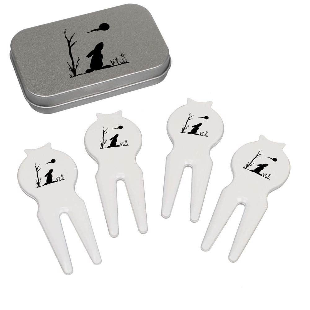 'Moon Gazing Hare' Golf Divot Tool / Repair Fork Gift Set (GO00067076)