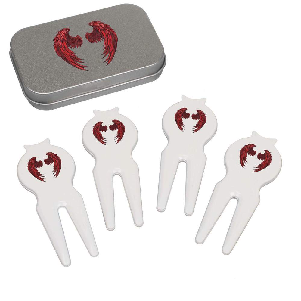 'Red Angel Wings' Golf Divot Tool / Repair Fork Gift Set (GO00068427)