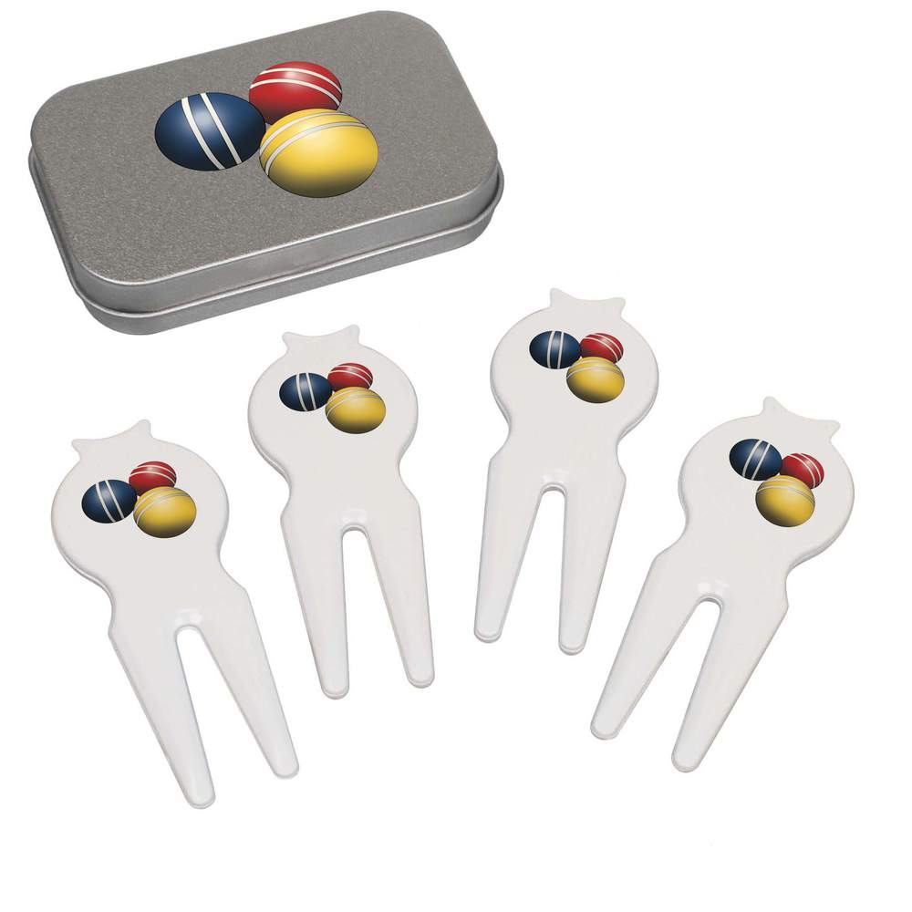 'Croquet Balls' Golf Divot Tool / Repair Fork Gift Set (GO00069513)