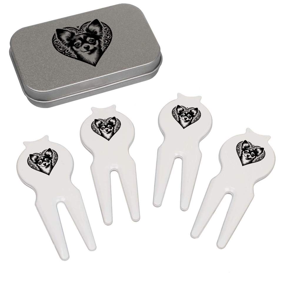 'Chihuahua Love Heart' Golf Divot Tool / Repair Fork Gift Set (GO00069868)