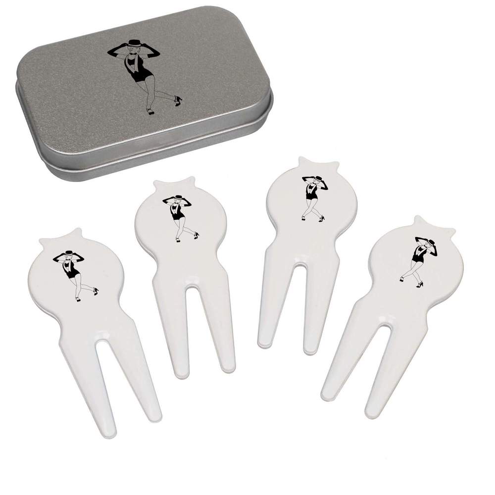 'Tap Dancing Woman' Golf Divot Tool / Repair Fork Gift Set (GO00069962)