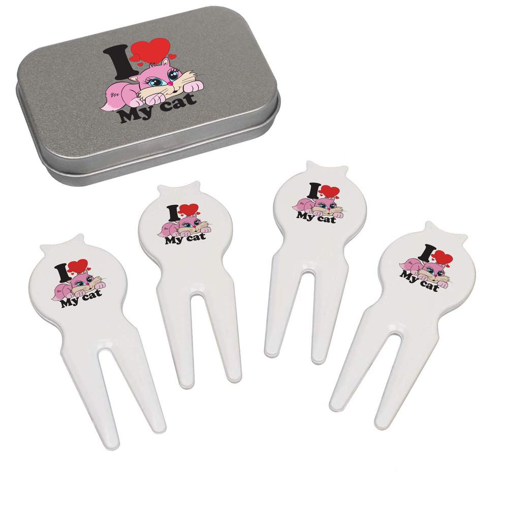 'Kitten Cartoon' Golf Divot Tool / Repair Fork Gift Set (GO00070067)