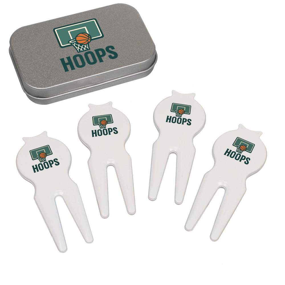 'Basketball Hoops Design' Golf Divot Tool / Repair Fork Gift Set (GO00070223)
