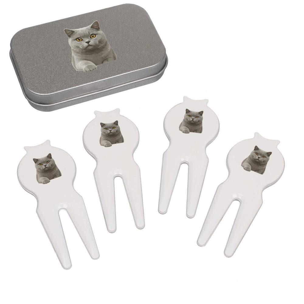 'British Shorthair Cat' Golf Divot Tool / Repair Fork Gift Set (GO00071398)