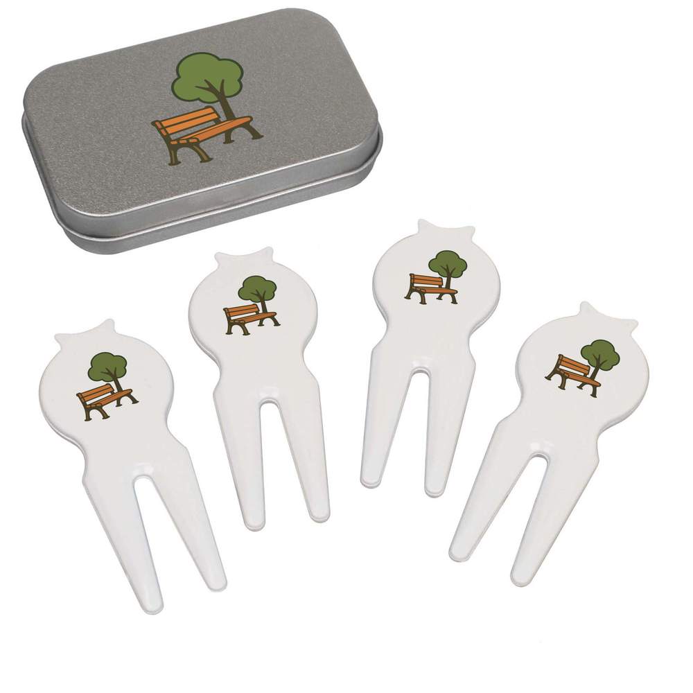 'Peaceful Park Bench and Tree' Golf Divot Tool / Repair Fork Gift Set (GO00071420)