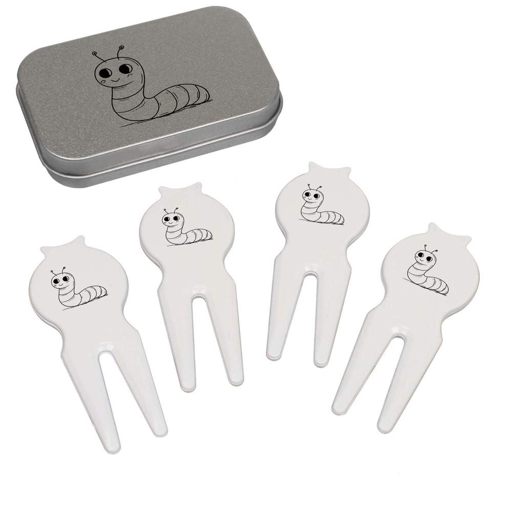 'Cute Smiling Worm' Golf Divot Tool / Repair Fork Gift Set (GO00072095)