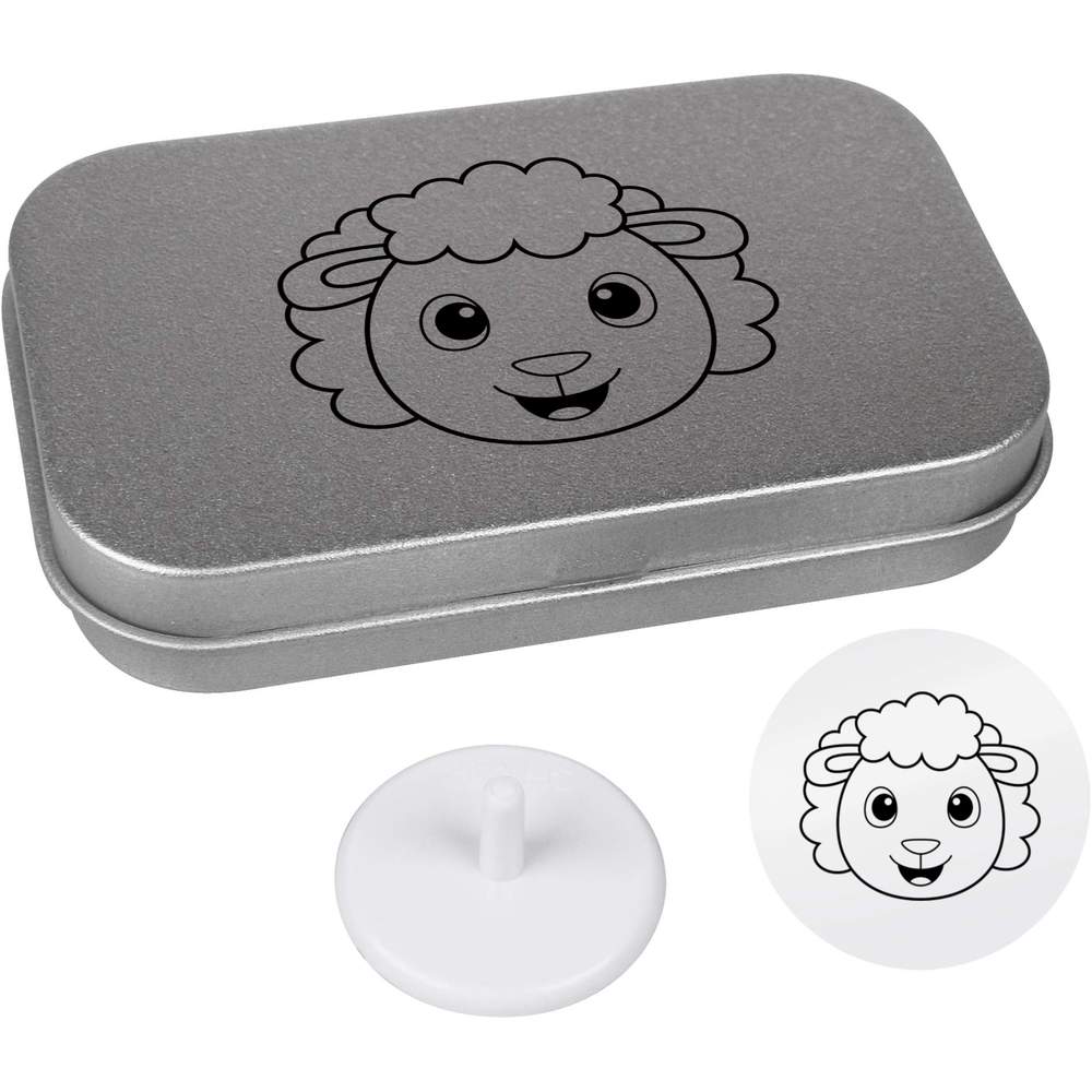 'Happy Sheep Face' Golf Ball Marker Gift Set - Set of 10 in a Matching Tin for Golfers, Tournaments and Gifts (GO00075018)