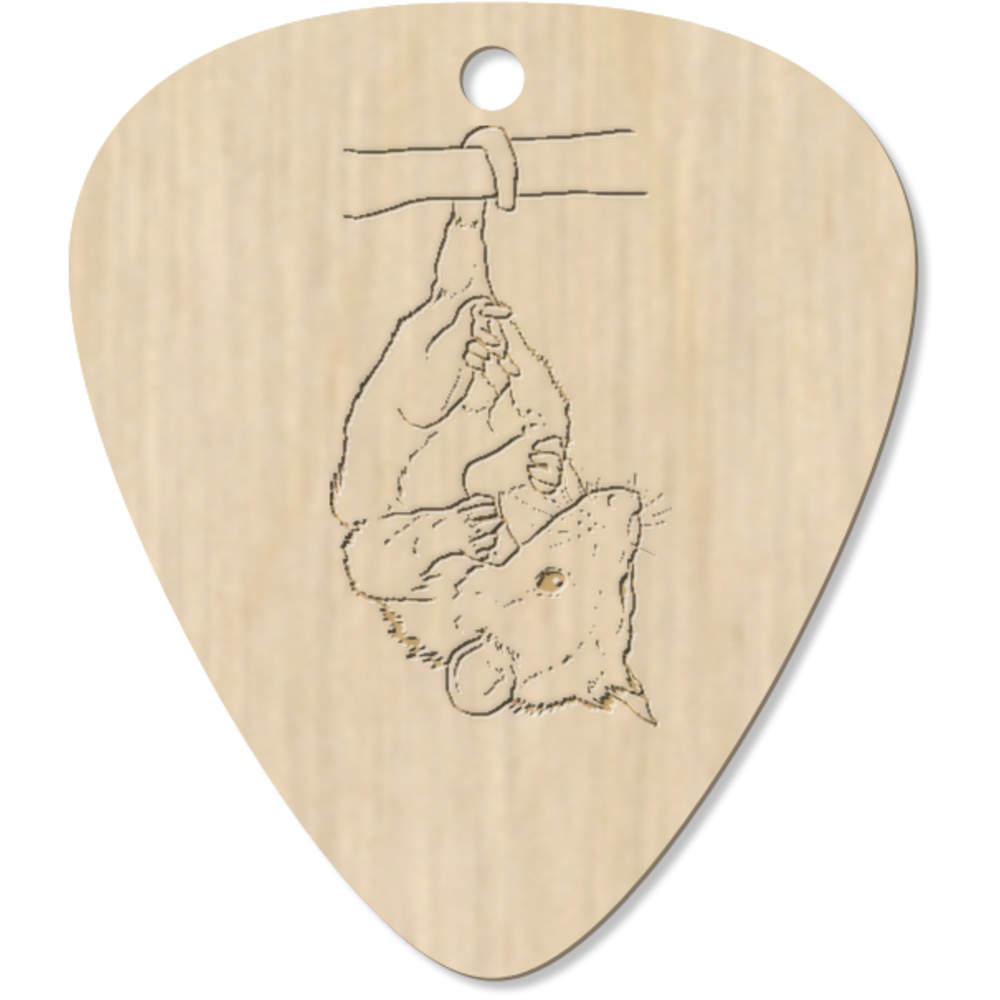 7 x 'Hanging Baby Opossum' Wooden Guitar Picks / Plectrums - Laser Engraved Plectrums for Musicians, Pendants and Gifts (GP00025032)