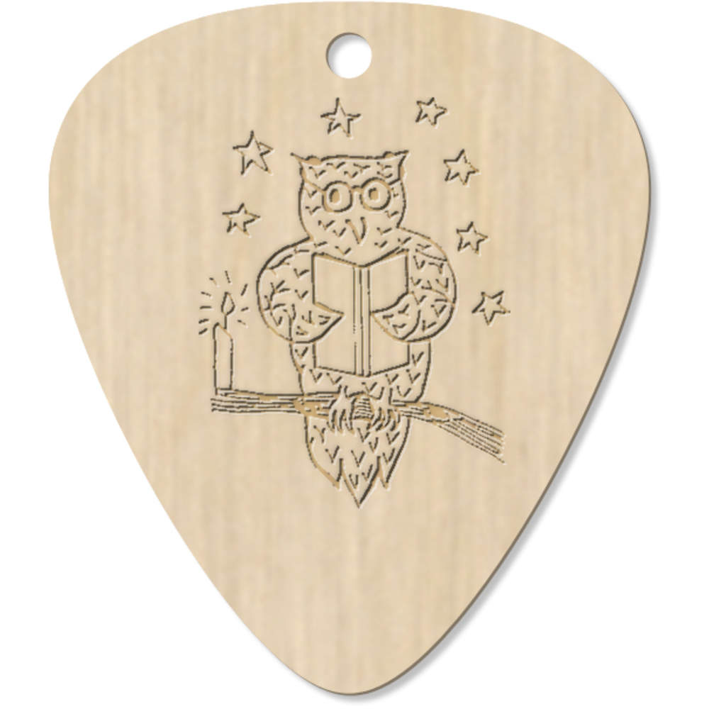 7 x 'Reading Owl' Guitar Picks / Pendants (GP00027980)