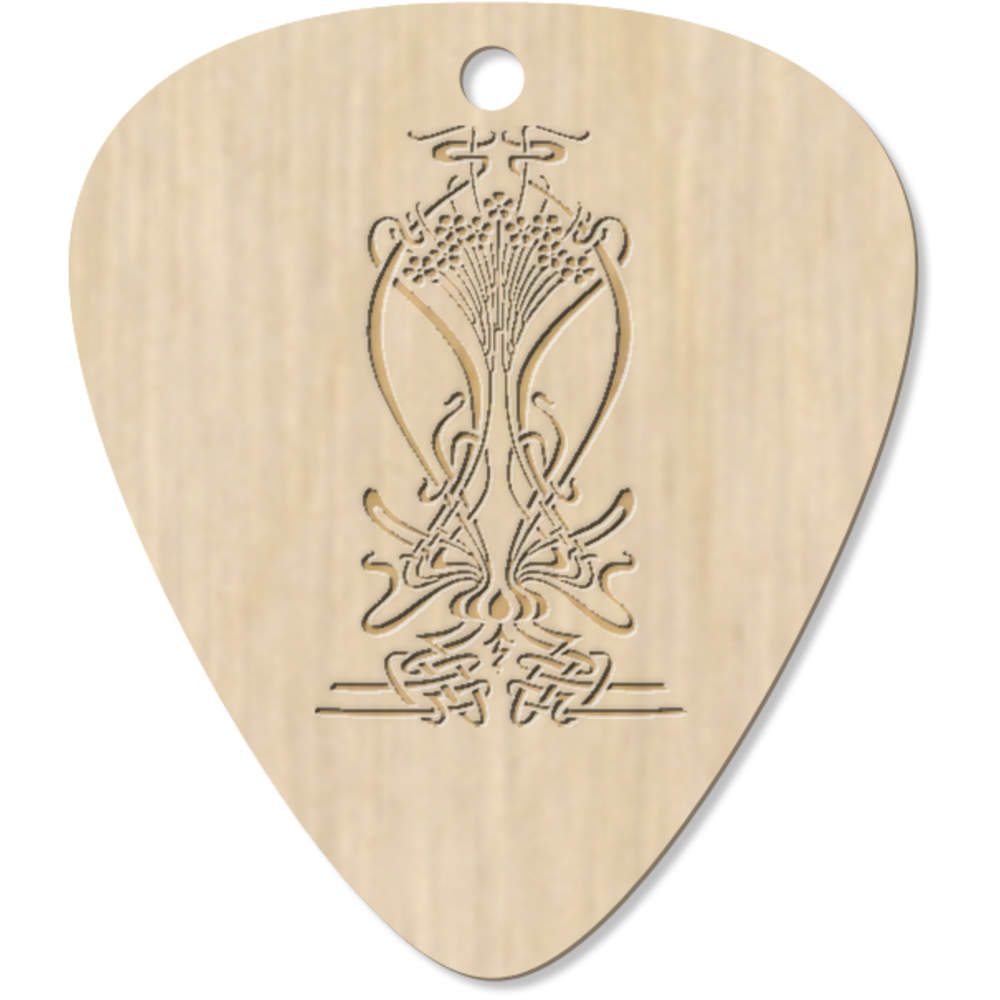7 x 'Art Nouveau Floral' Wooden Guitar Picks / Plectrums - Laser Engraved Plectrums for Musicians, Pendants and Gifts (GP00032473)