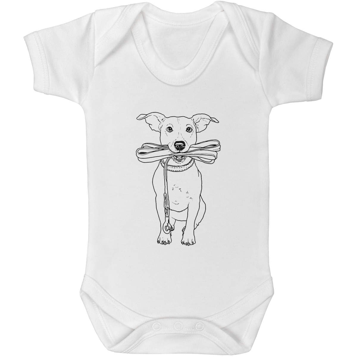 'Jack Russell Holding Lead' Baby Grows / Bodysuits (GR029691)