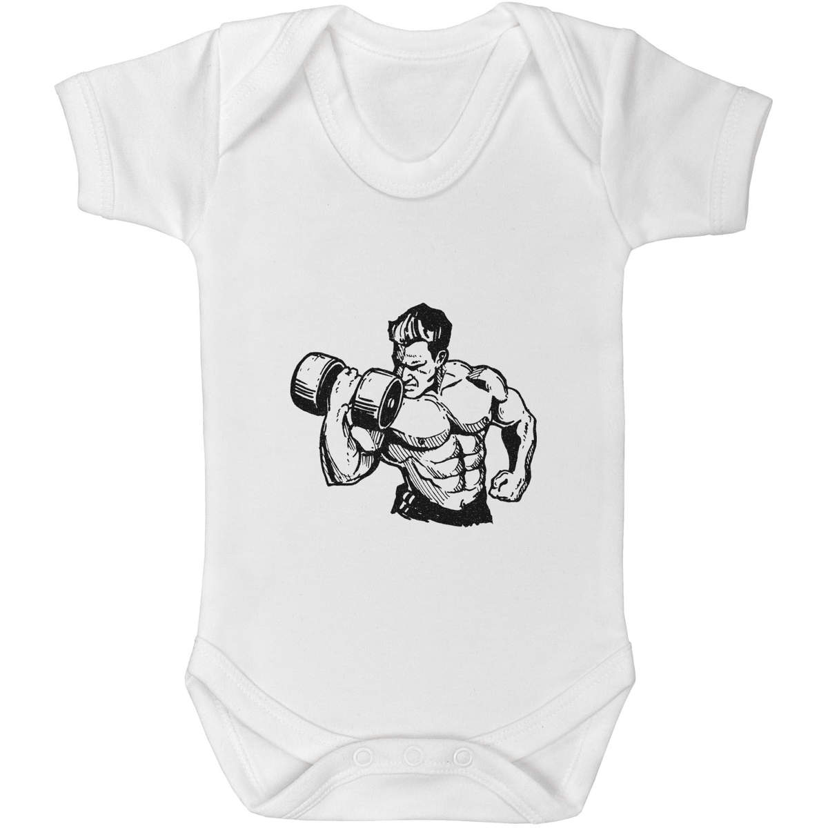 'Man Lifting Dumb-bell' Baby Grows / Bodysuits (GR035190)