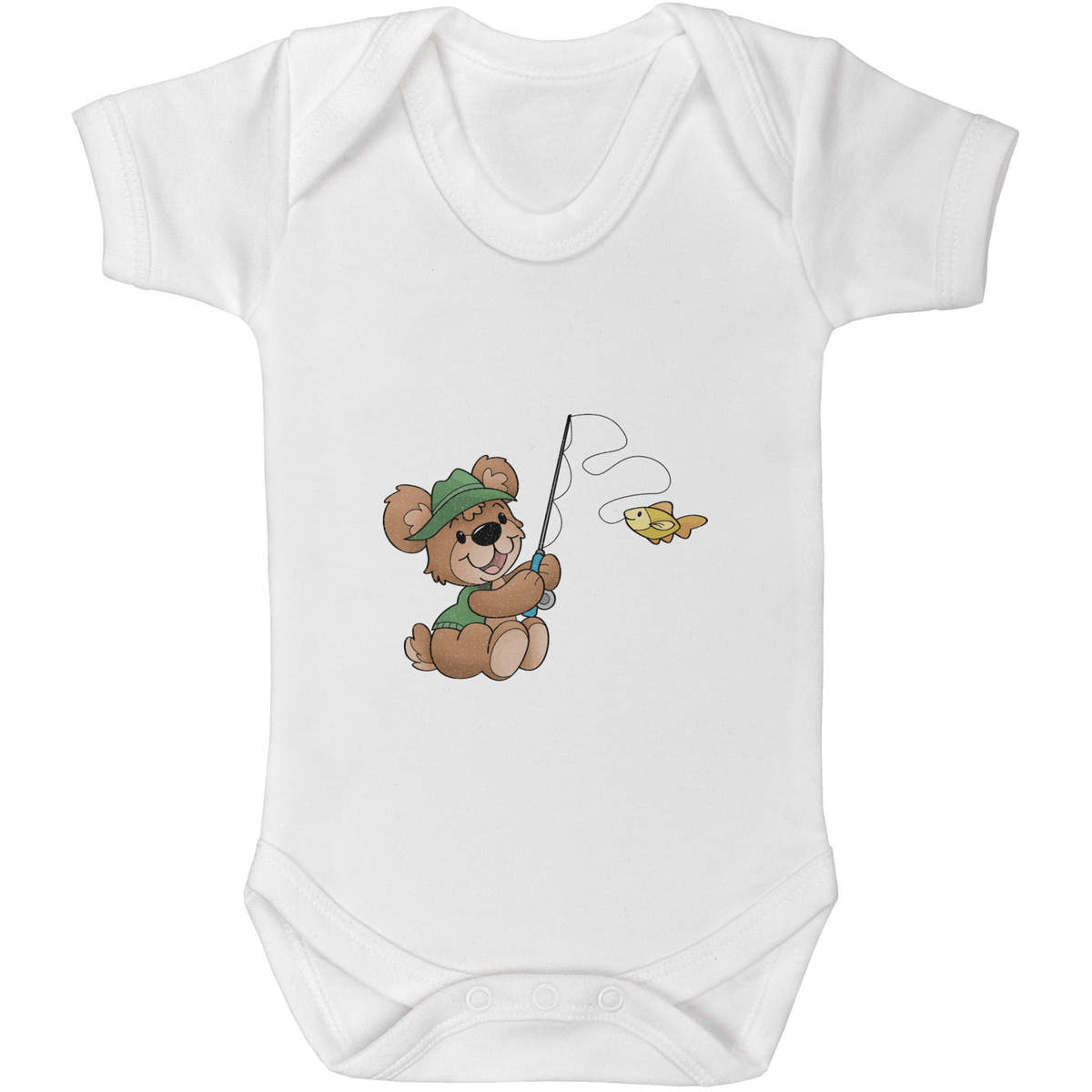 'Fishing Teddy Bear' Baby Grows / Bodysuits (GR038531)