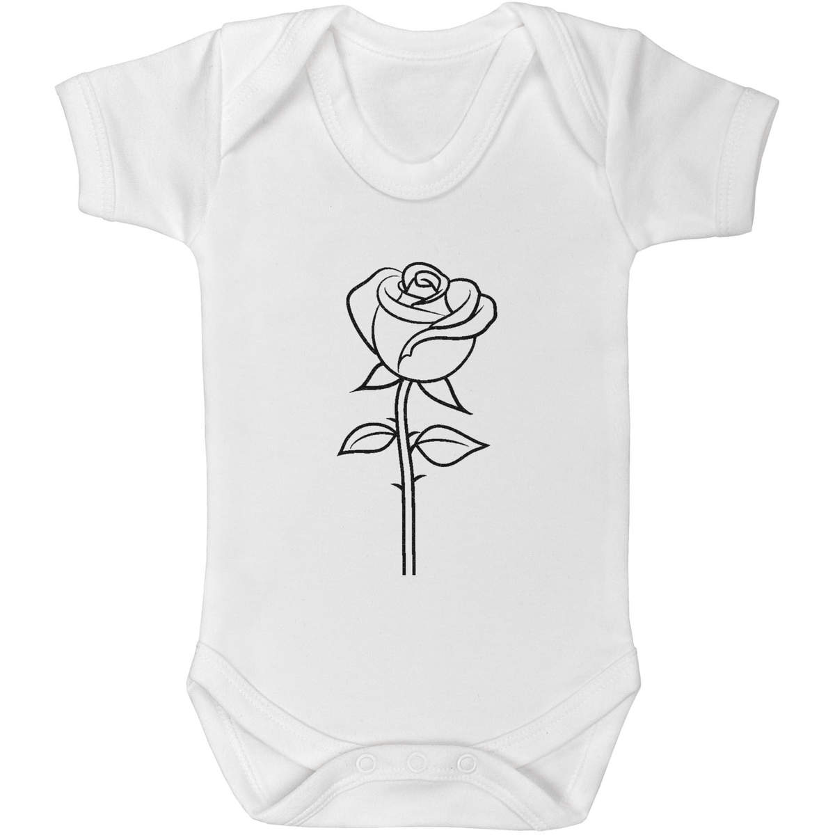 'Single Rose' Baby Grow / Cotton Bodysuit - One Piece Outfit for Newborns and Infants (GR045817)
