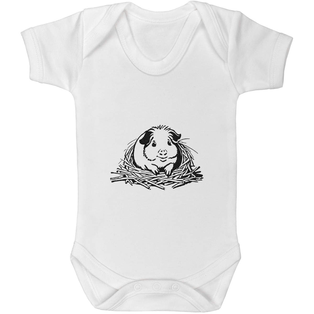 'Guinea Pig In Bedding' Baby Grow / Bodysuit - White, 0-3 Months - Cotton One Piece Outfit for Newborns, Infants and Baby Gifts (GR00133916)