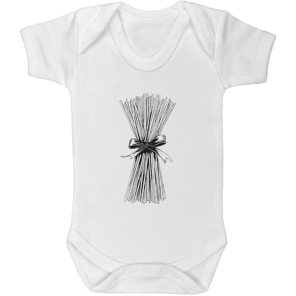 'Spaghetti With Ribbon' Baby Grow / Cotton Bodysuit - One Piece Outfit for Newborns and Infants (GR052766)