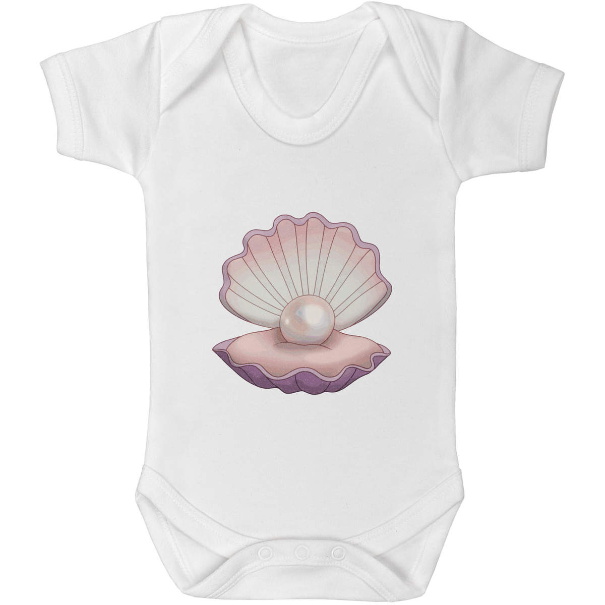 'Pearl in Shell' Baby Grow / Bodysuit - White, 0-3 Months - Cotton One Piece Outfit for Newborns, Infants and Baby Gifts (GR00161380)