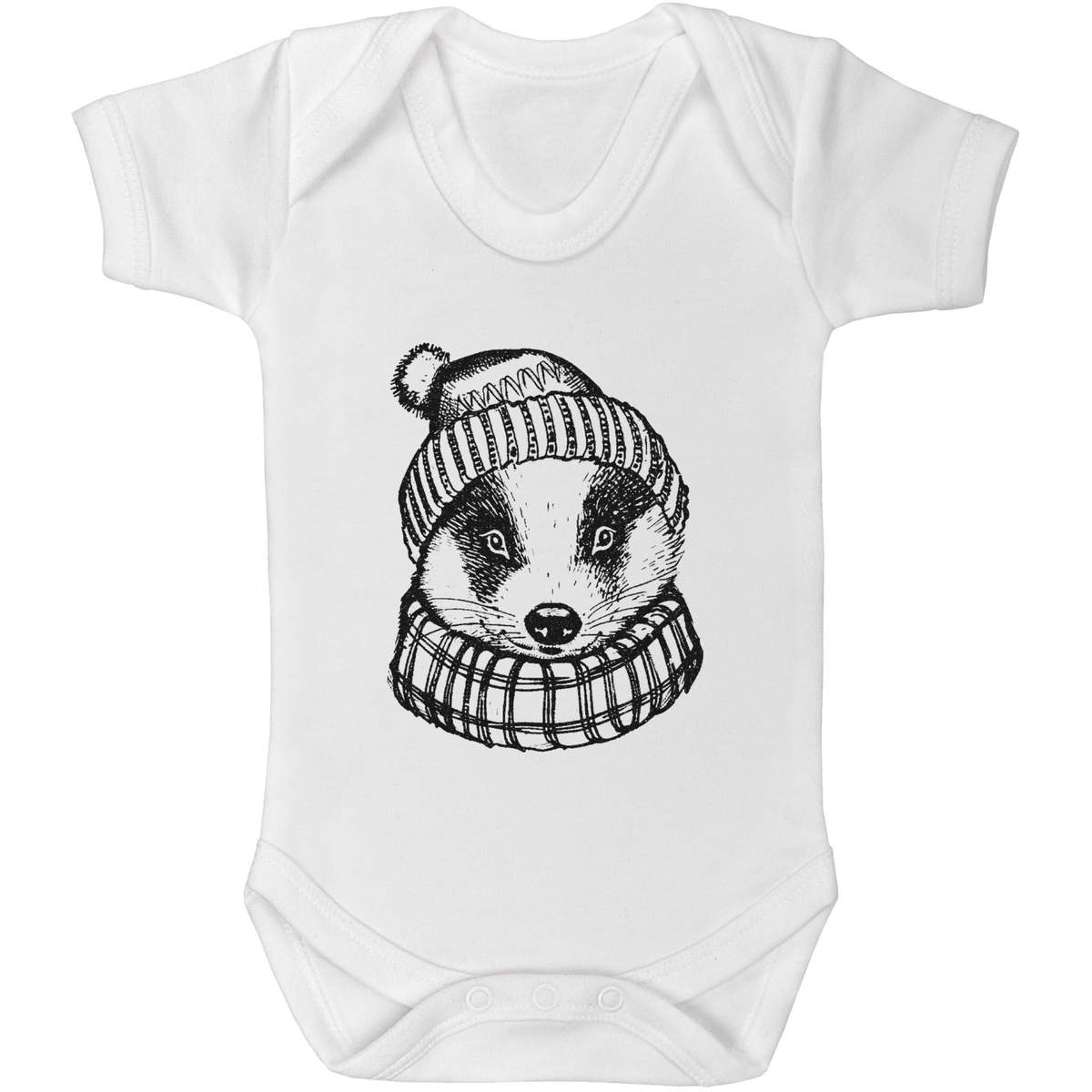 'Badger Wearing Bobble Hat' Baby Grows / Bodysuits (GR054775)