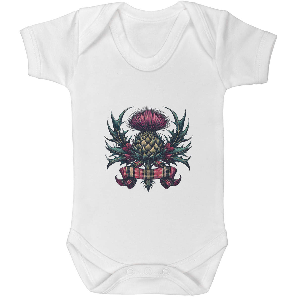 'Scottish Thistle With Tartan Ribbon' Baby Grows / Bodysuits (GR055083)